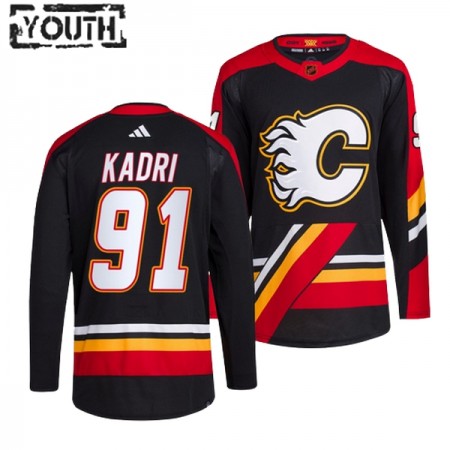 Calgary Flames Trikot Nazem Kadri 91 Adidas 2022-23 Schwarz Reverse Retro 2.0 Authentic - Kinder